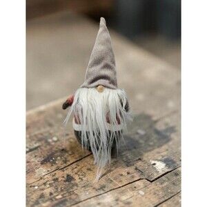 Rustic Nordic Fall Gnome Plush Long White Beard Knit Hat Decor